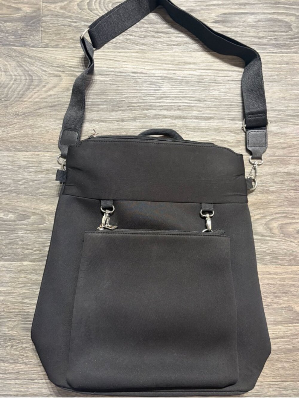 Fabletics Black Convertible Backpack Bag Zippered Pockets Adjustable Straps Gym